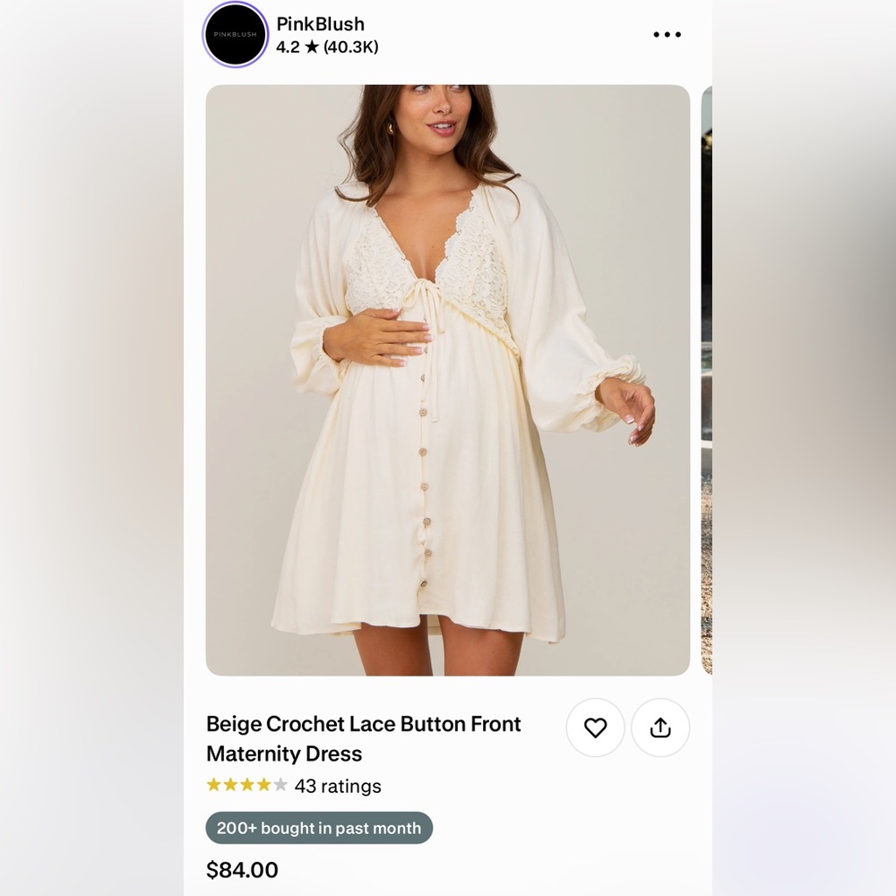 Pinkblush Beige Crochet Lace Button Front Mini Dress